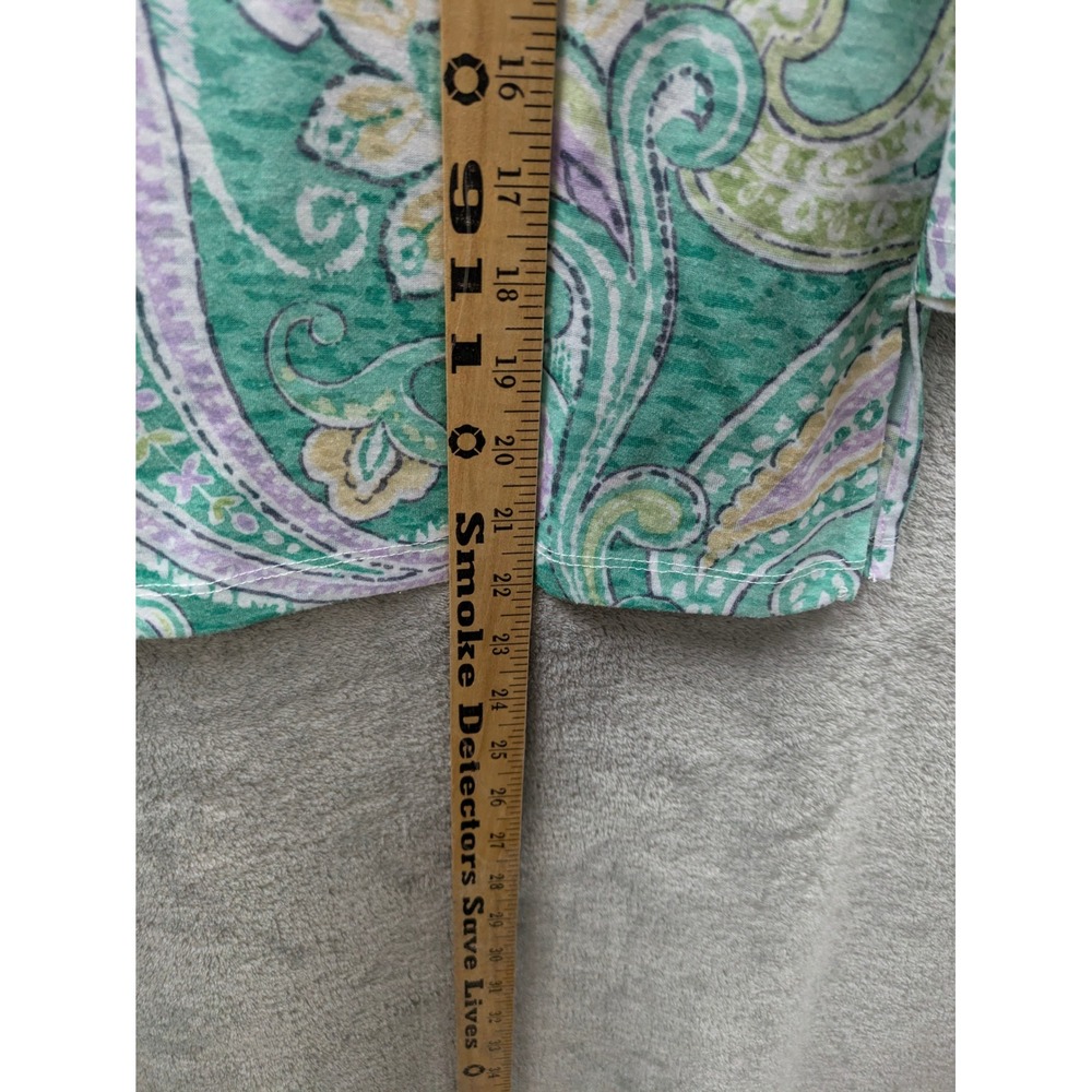 Alfred Dunner Petite Women's Green Paisley 3/4 Sleeve V-Neck Top PS‎ - Picture 5 of 7